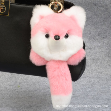 Fox Shaped Rex Rabbit Fur Keychain